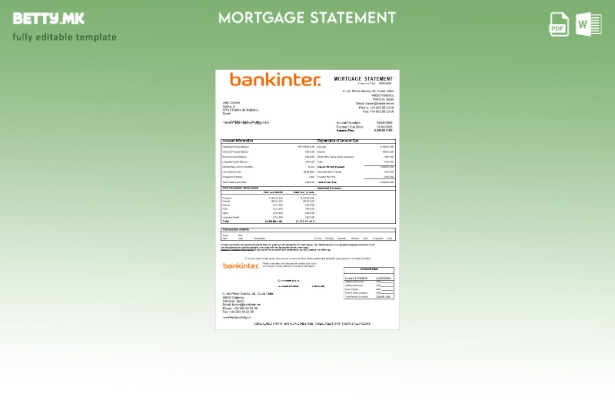 модерен стил Spain Bankinter извештај за хипотека на банка во шаблон формати Wor